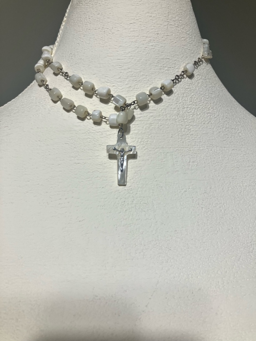 Mother of Pearl Necklace with Crucifix Necklace